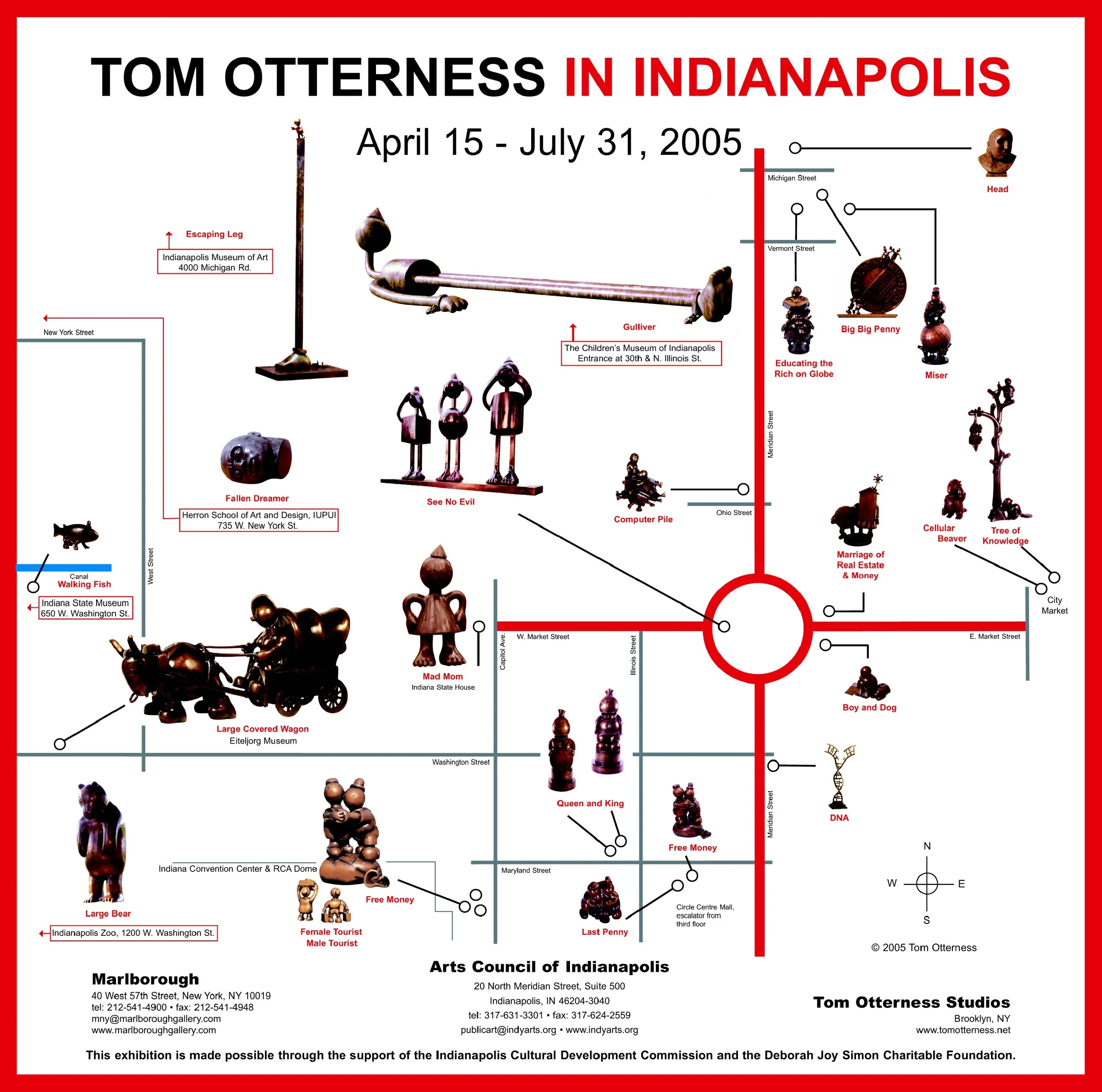 Exhibition map and on-site signage designed by Tom Otterness Studio.