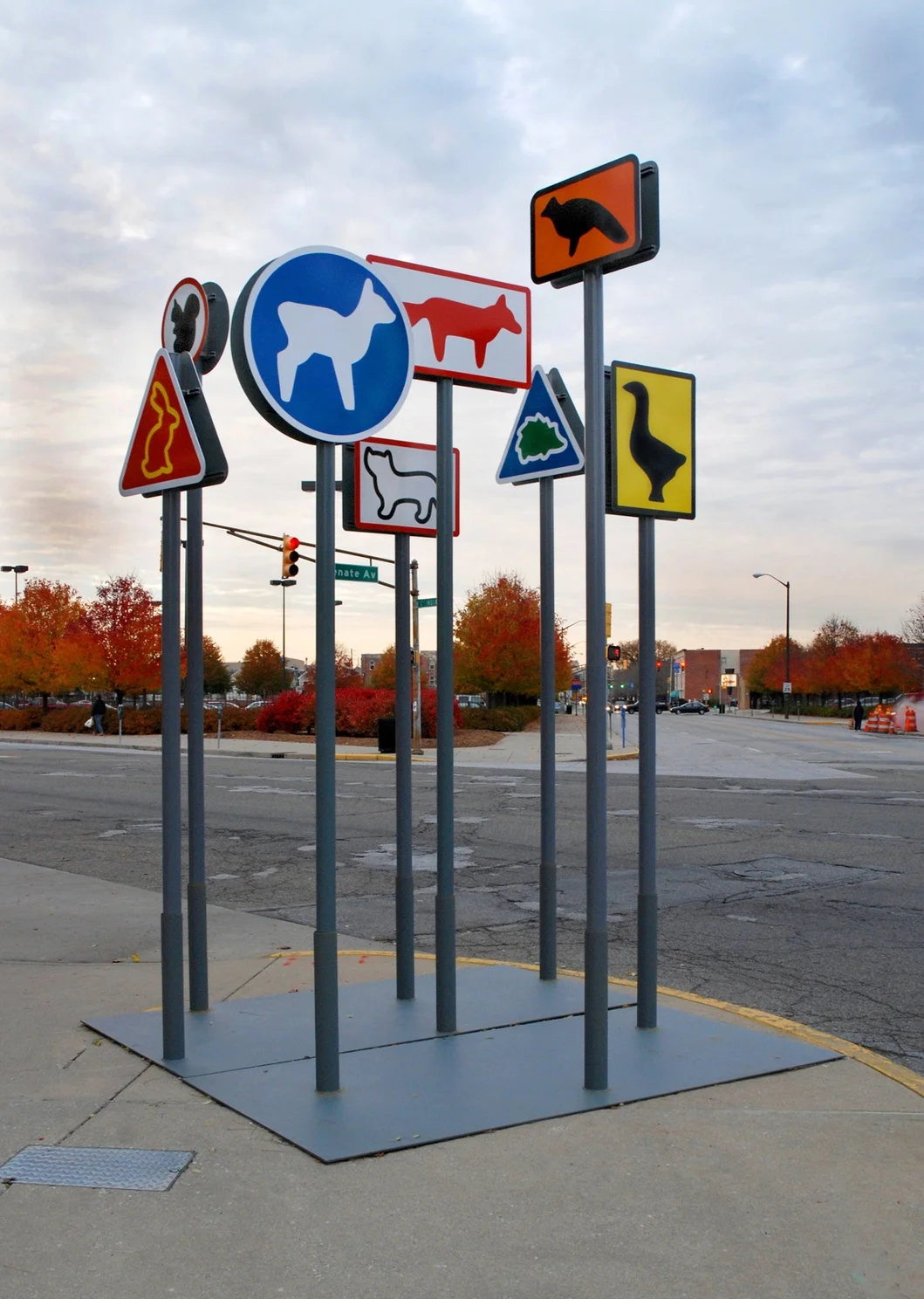 Escaped animals, 2001 Vinyl, paint, aluminium and steel Dimensions variable Location: Indiana Ave. and Vermont St. Intersection