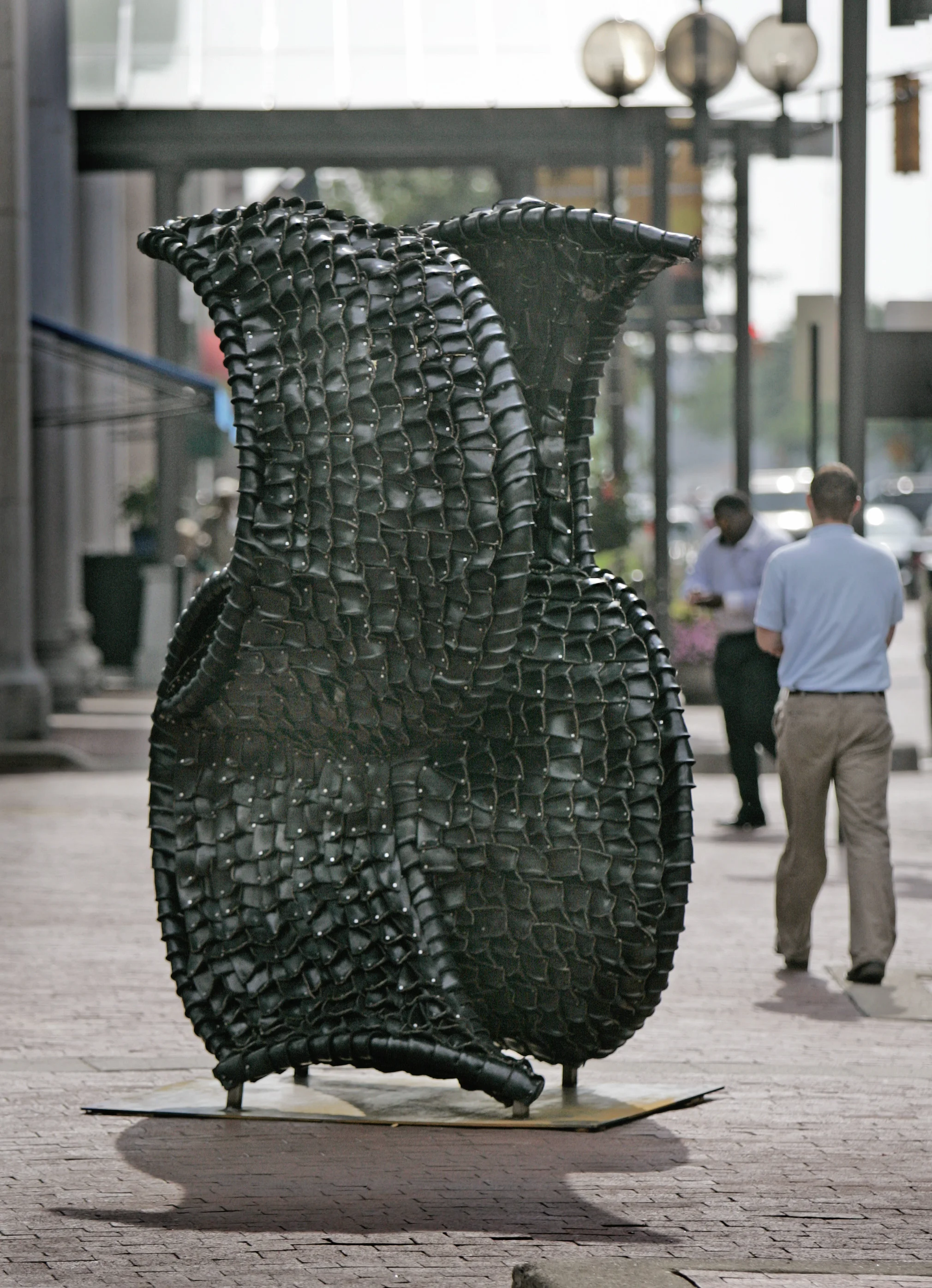 One Way, 2008 Rubber tires and stainless steel 9 x 6 x 6 feet Location: Chase Tower, North corner of Monument Circle & E. Market St.