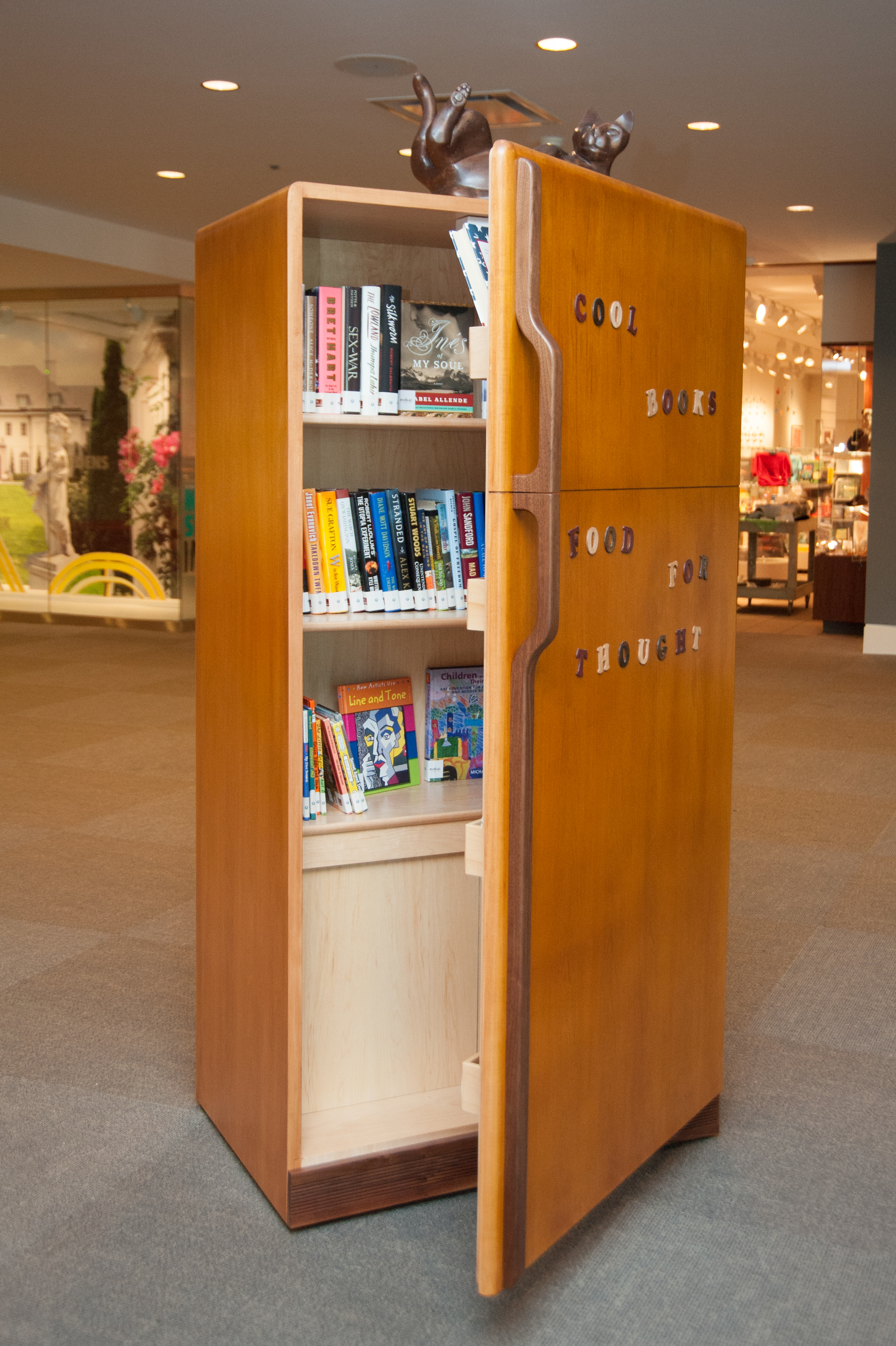Cool Books, Food For Thought, 2015 by Tom Torluemke Fabricated in collaboration with master woodworker, Michael Harrigan of Architectural Accents, Munster, IN Wood 78 x 36 x 28 inches Location: Indianapolis Museum of Art Click here to read more about this project. Explore Tom's artistic practice by visiting his website here . 