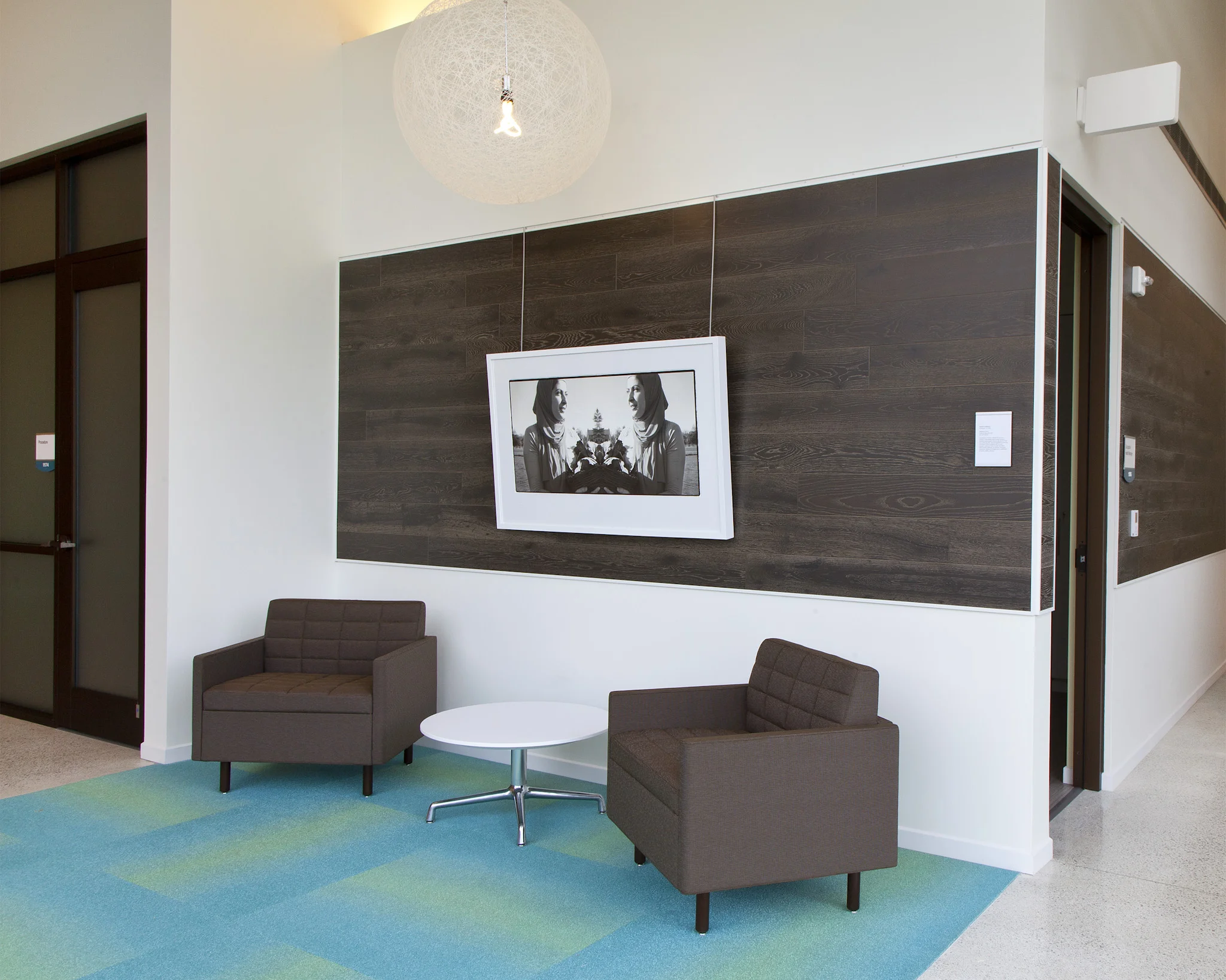 Darlene Delbecq (Rushville & Indianapolis, IN) Modesty, 2015 Archival pigment print 32 x 50 inches Main corridor, outside of exam rooms. ALL PHOTOGRAPHY (C) Hadley Fruits, 2016
