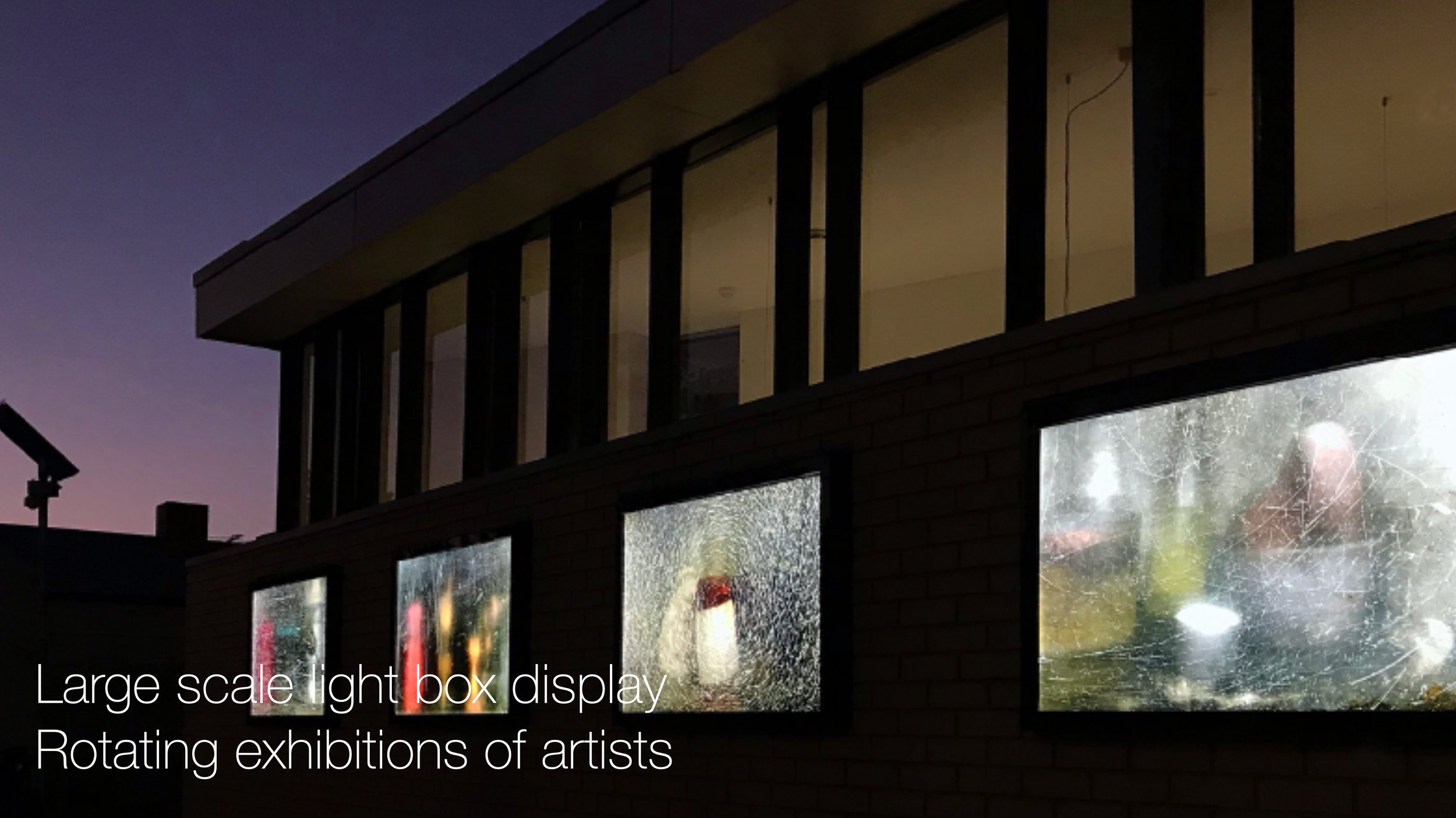 For the west side of the Illinois Street underpass, Art Strategies has proposed the installation of a series of light boxes that would be used to host outdoor exhibtions of work by artists who may not otherwise be able to show their art outdoors.