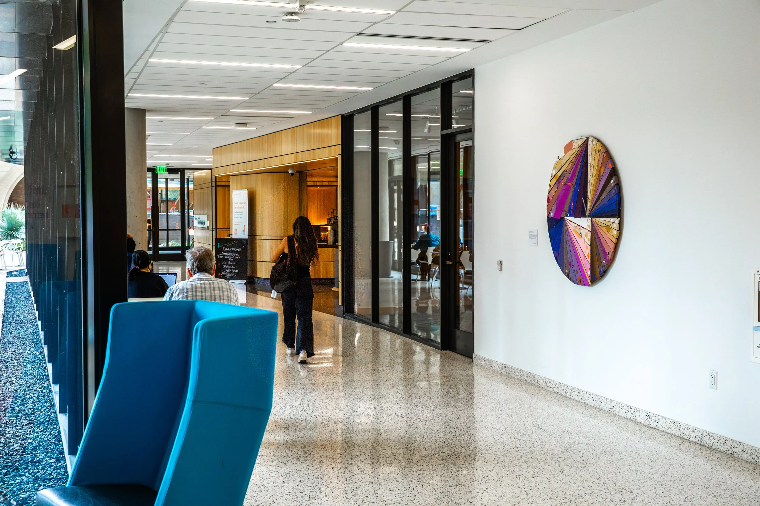   Nathan Randall Green  (American, b. 1980)   Four Skies (Portal/Core Sample),  2024 Acrylic and paper pulp on canvas, artist panel 48 x 48 inches  Nathan Randall Green takes a tactile approach to his painting by building irregularly shaped, rounded 