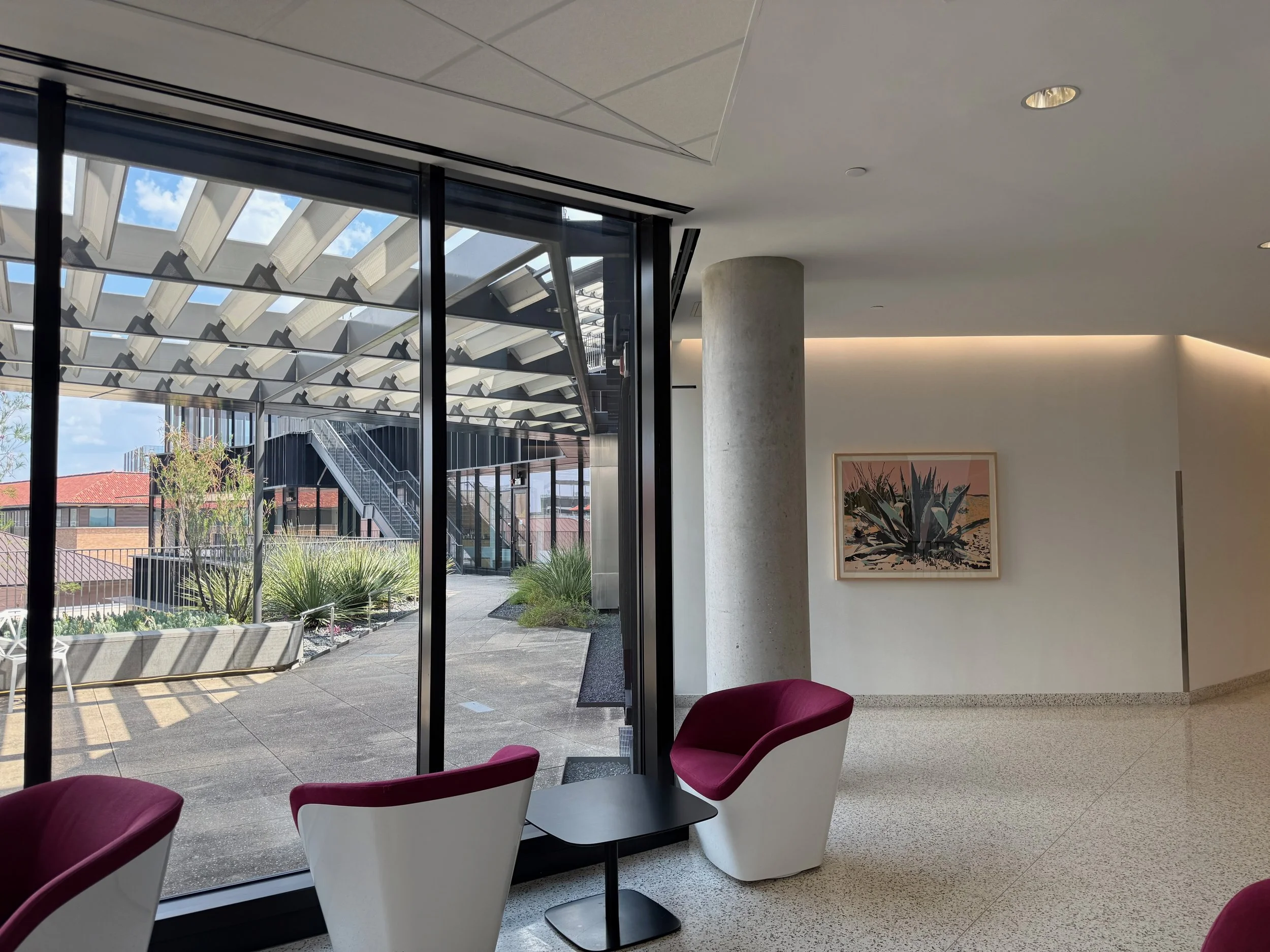   Landry McMeans  (American, b. 1985)   Terlingua , 2025 Original hand-cut stencil painting 38 1/2 x 50 inches  Landry McMeans lives and works in Austin and has a passion for the American West. Her limited-edition stencil paintings bring to life icon