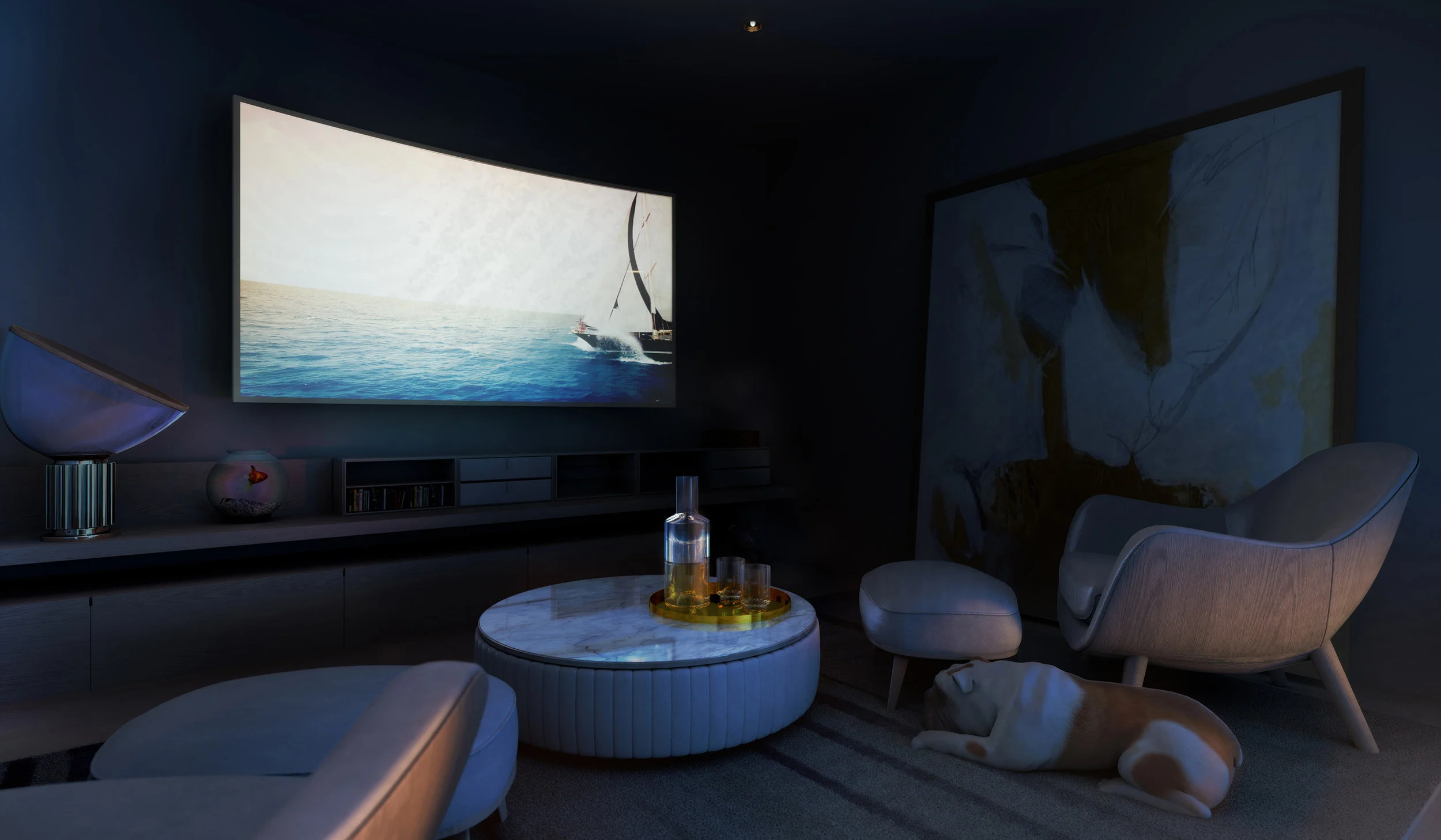 Penthouse media room.