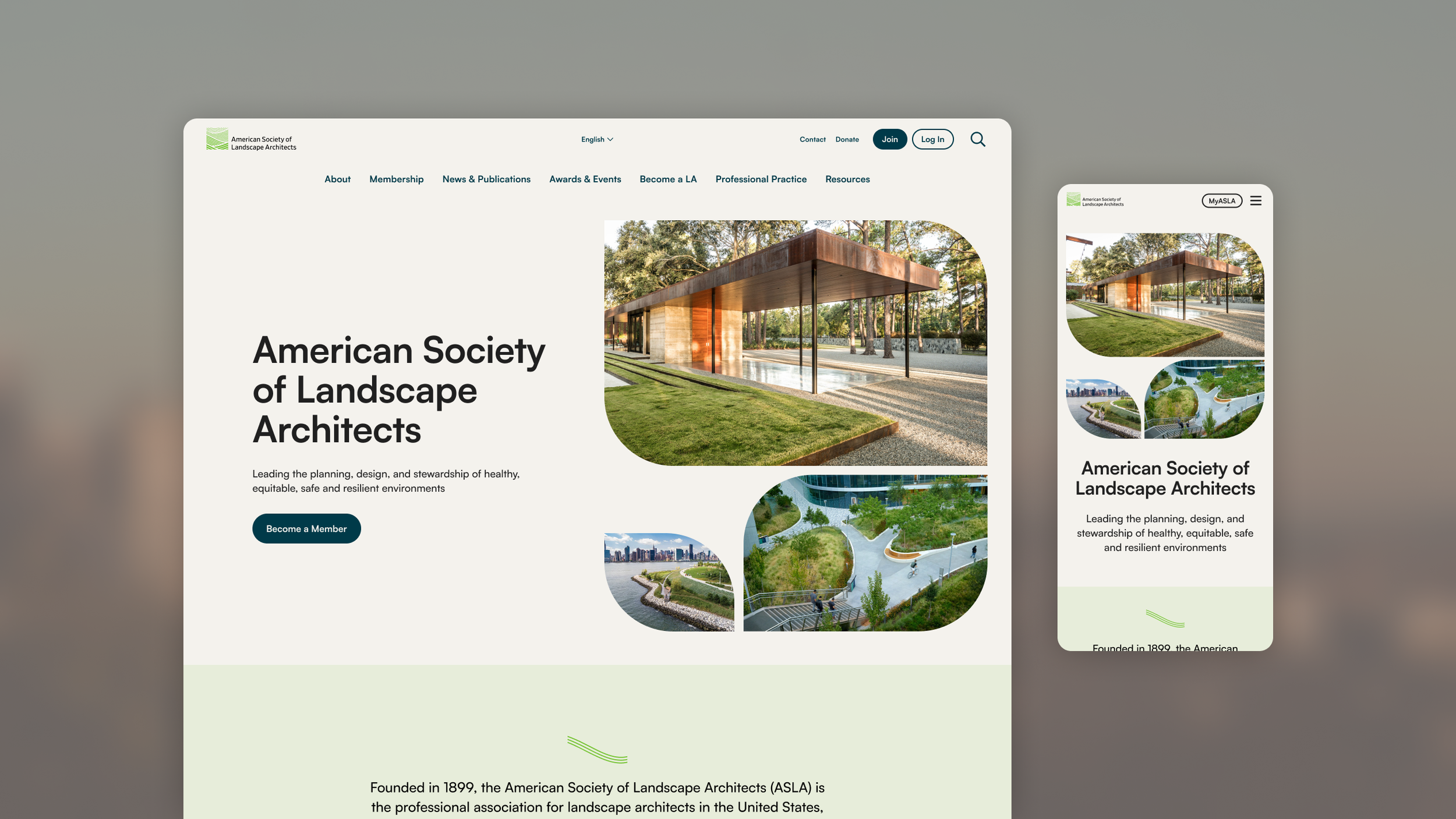During the concept phase, I presented two completely different creative approaches to the ASLA redesign. One code-named "Seattle" and the other "Manhattan." The clients—and myself—ultimately agreed that Seattle represented ASLA the best, and was the
