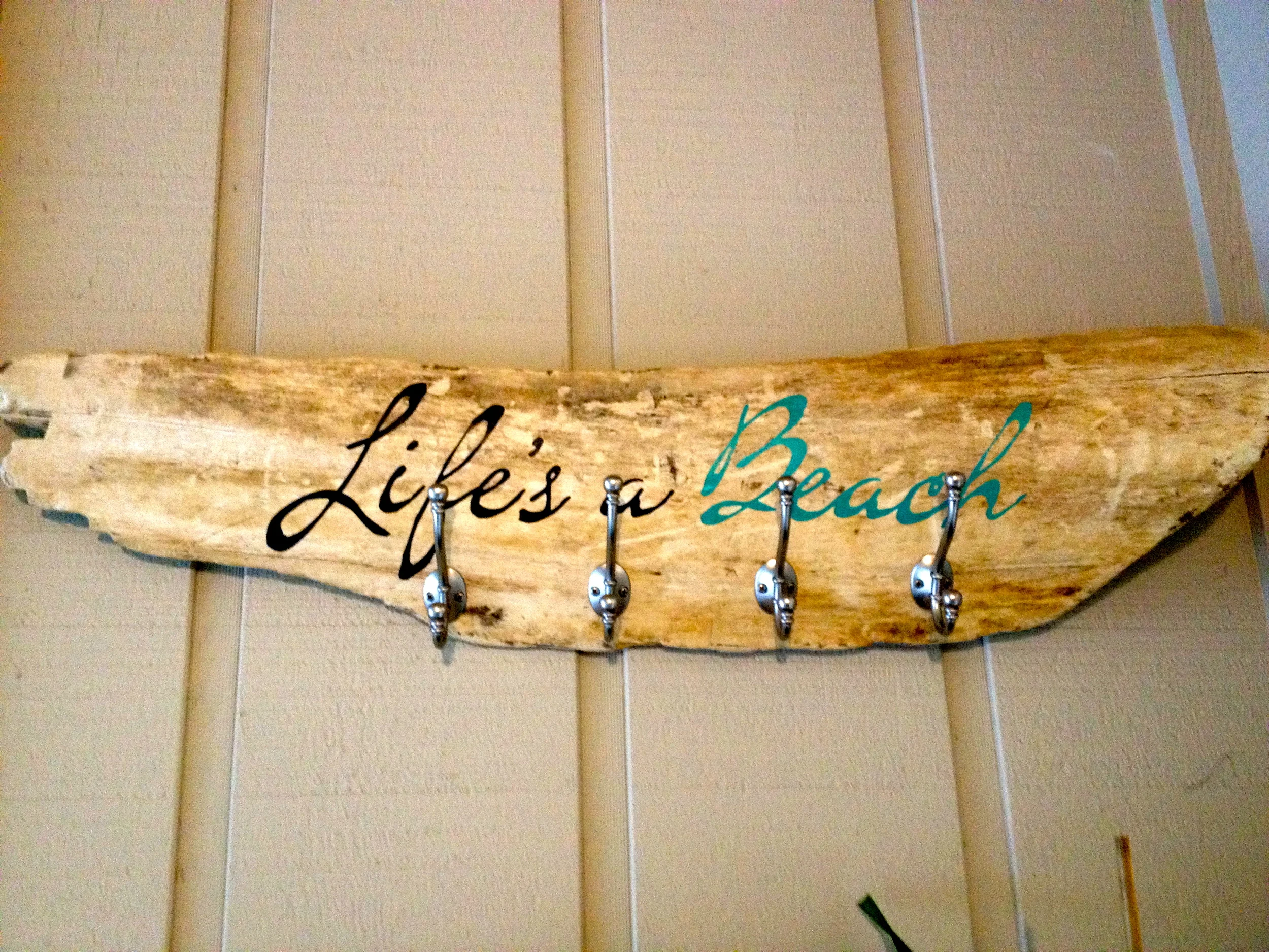 Life's A Beach Driftwood Wall Rack 