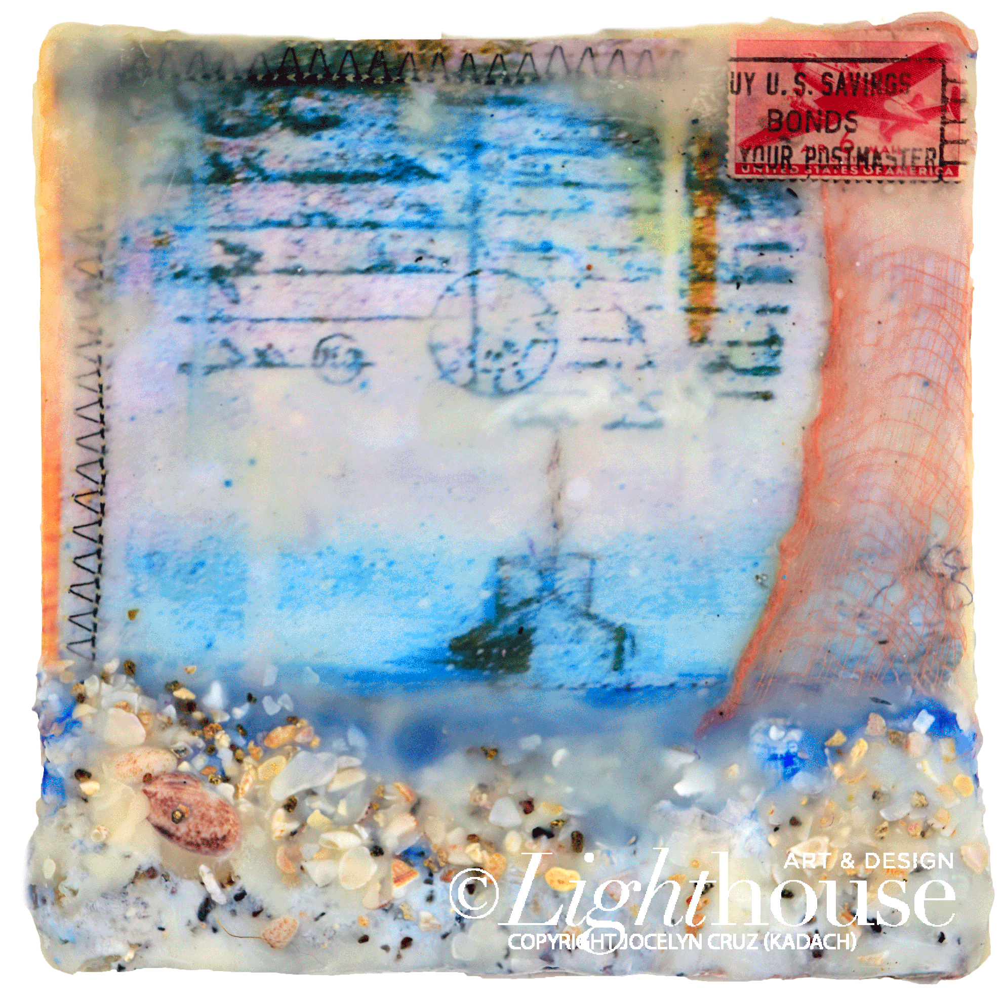 Sea Echoes Series v.2 "Let the Sea Set You Free" Encaustic Painting on Cradled Wood Panel