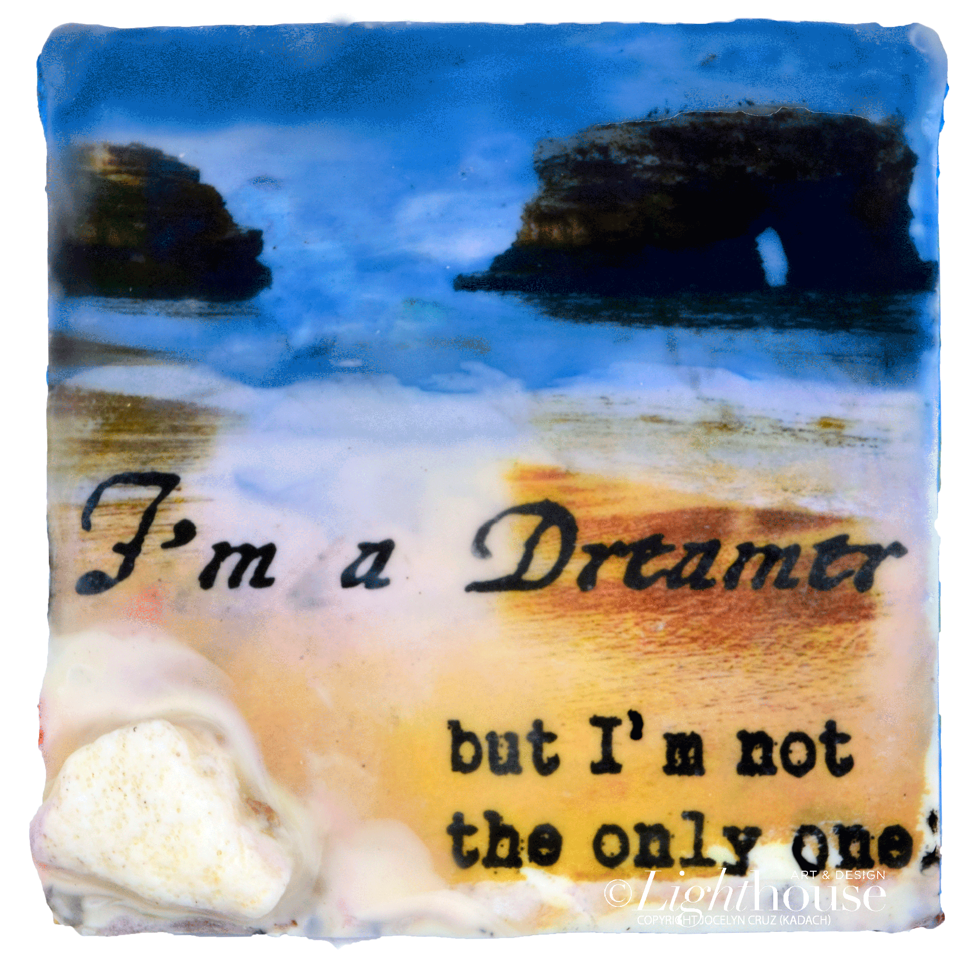 Sea Echoes Series v.3 "I'm a Dreamer but I'm not the only one" Encaustic Painting on Cradled Wood Panel