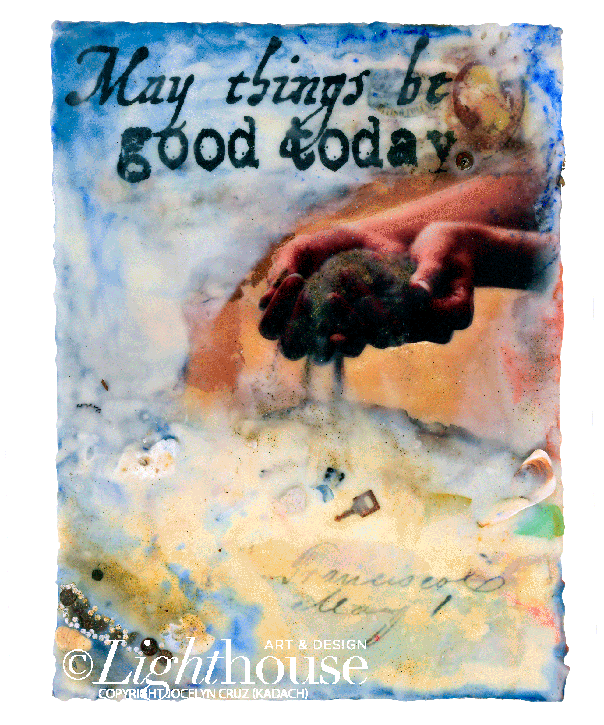 "May Things Be Good Today" Encaustic Painting on Cradled Wood Panel