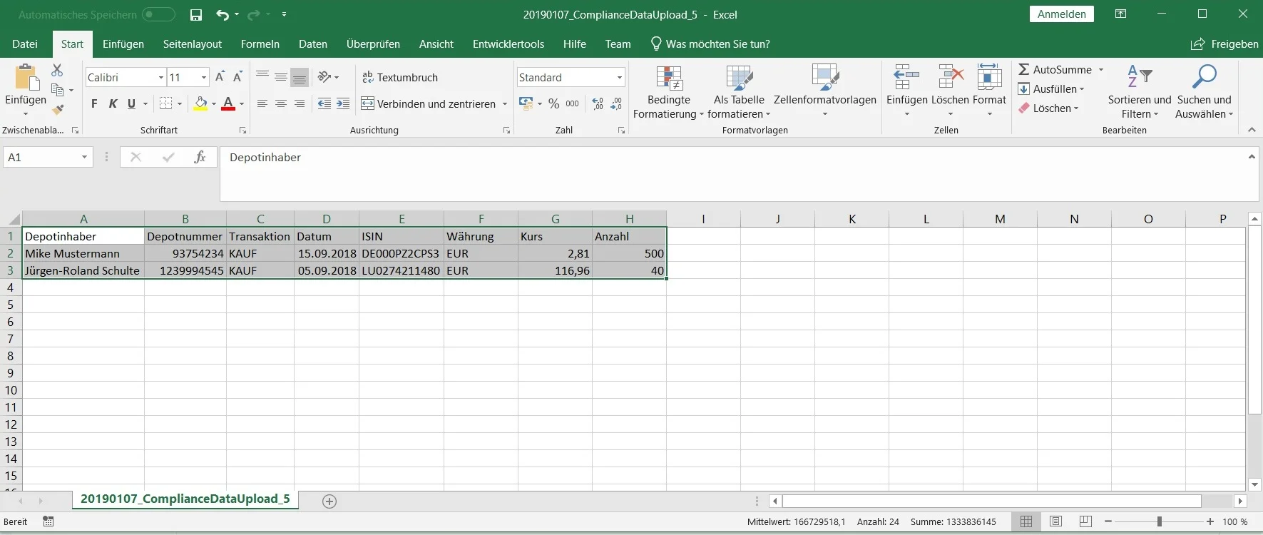 Abbildung 6: Export der relevanten Daten im gewünschten Dateiformat (z.B. Excel, csv) und Layout zwecks Transfer, Weiterverarbeitung und/oder Archivierung in Bestandssystemen. Quelle: Finbridge GmbH & Co. KG