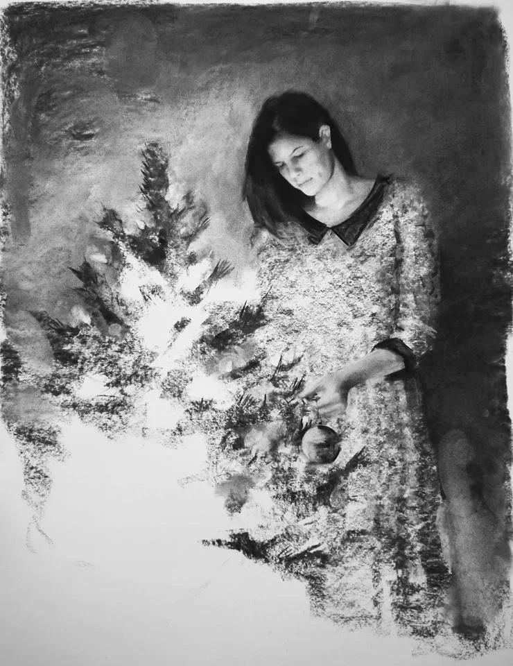 Christmas Time, 36" x 40", Charcoal