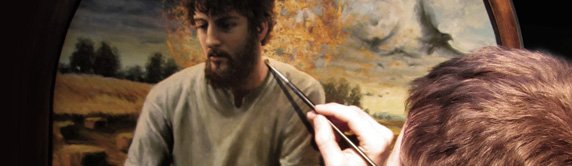 Joshua Adam Risner painting in his studio