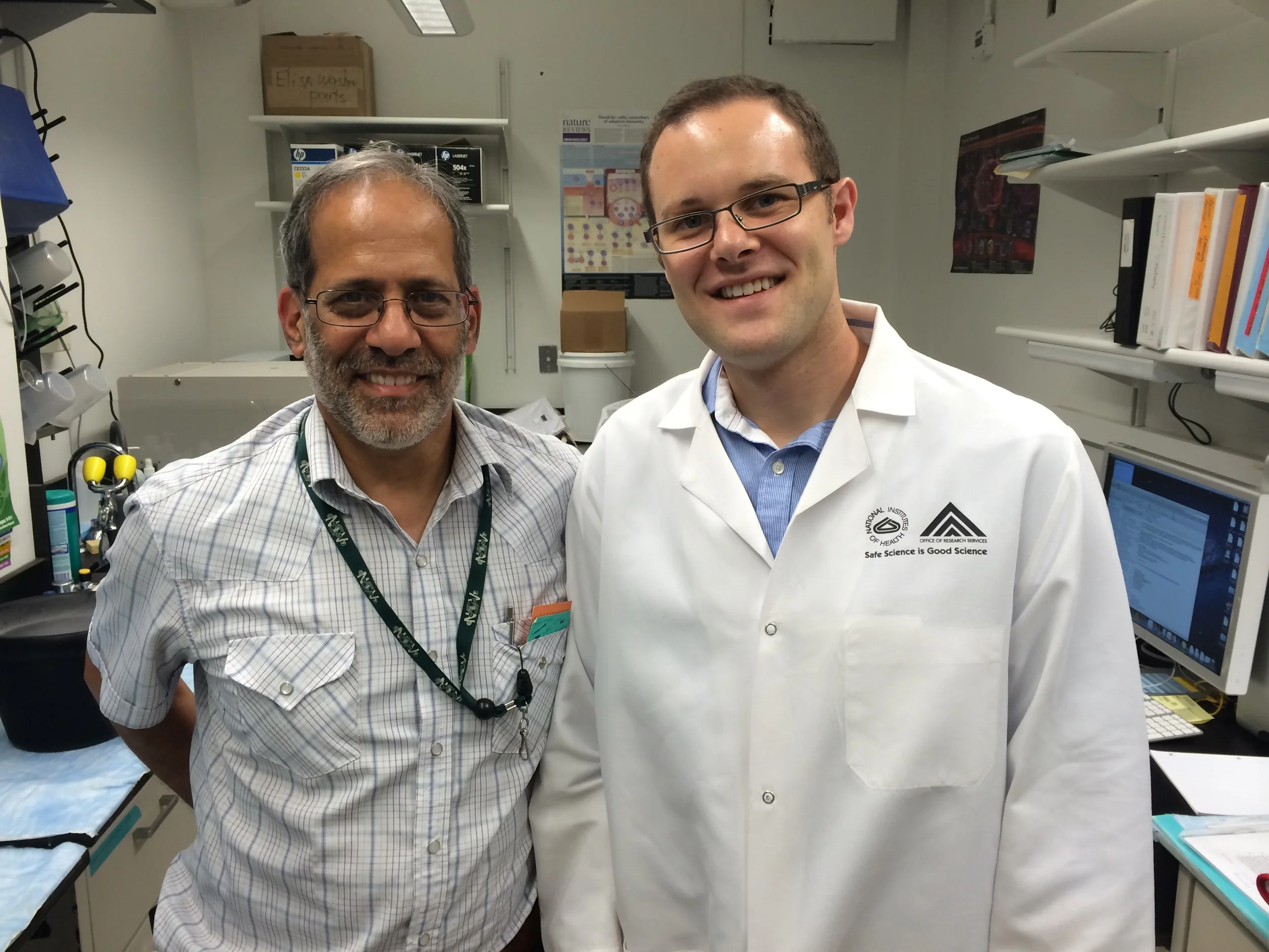 Graduate student Stephen Johnson (right) with our collaborator Siddhartha Mahanty (NIH) at the National Institutes of Health, Bethesda, MD