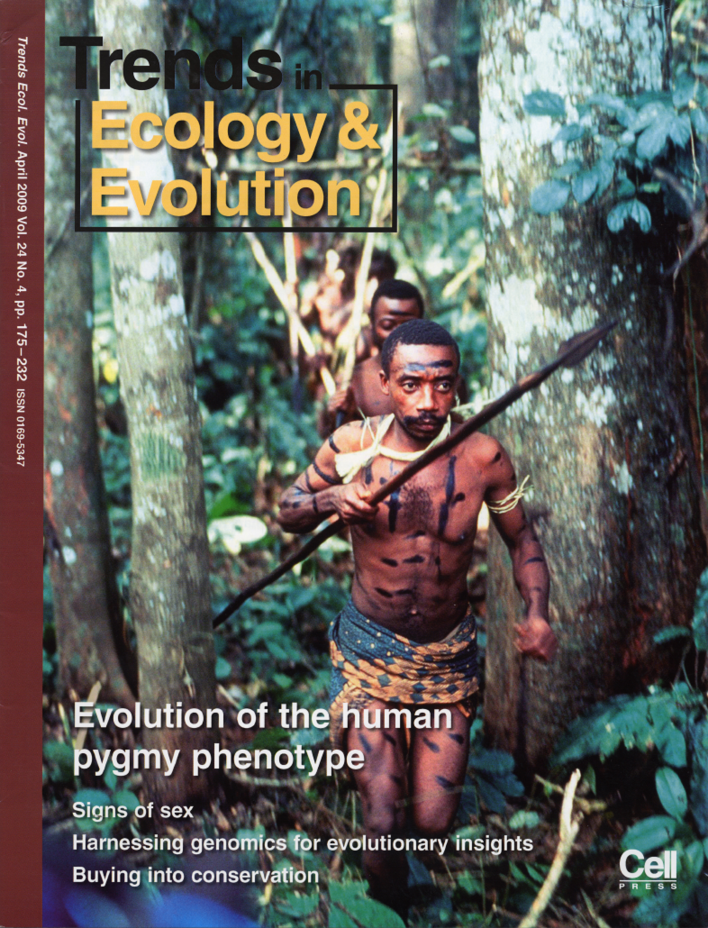   Trends in Ecology and Evolution  cover for  Perry &amp; Dominy (2009) . 