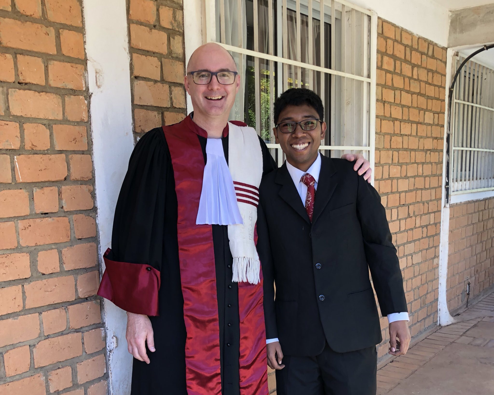  Dr. Perry with the lab’s Dr. Rindra Rakotoarivony following his successful dissertation defense at the University of Antananarivo in Madagascar! 