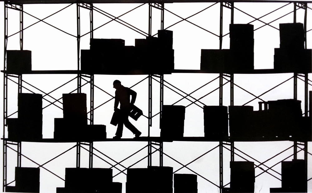 Scaffolding, St. Cloud Times (Photo Credit: Chuck Kimmerle)