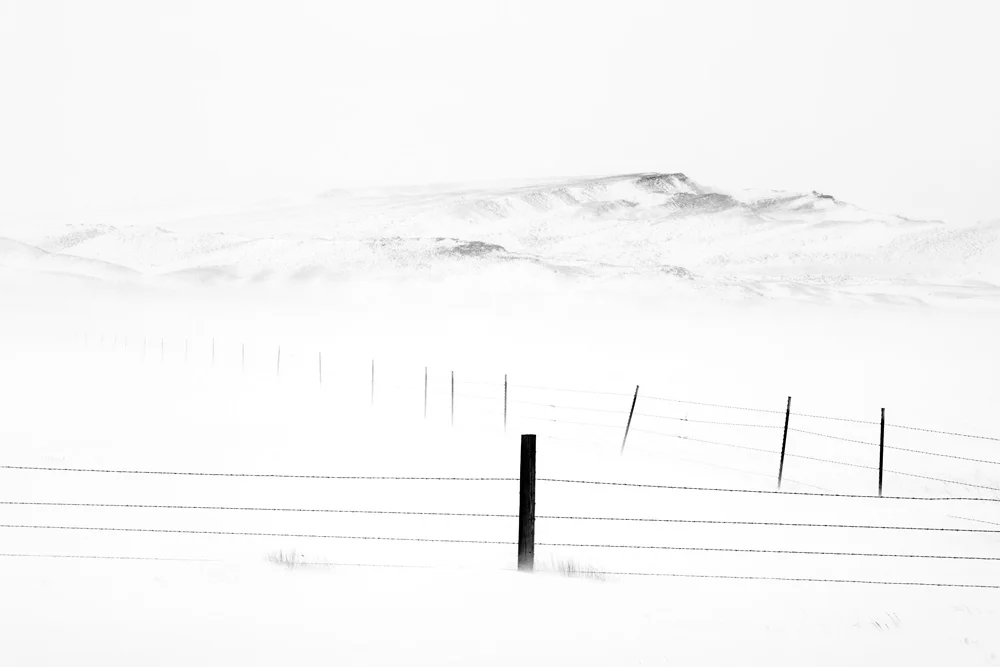 Fence Post and Hill During Ground Blizzard, Shirley Basin, WY (Photo Credit: Chuck Kimmerle)
