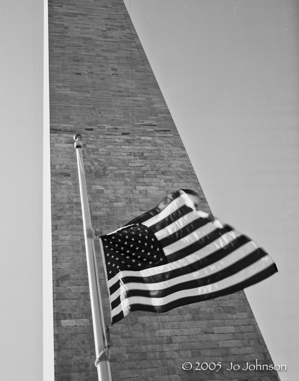 Washington Monument. The flag flies at half staff for Chief Justice William Rehnquist. 