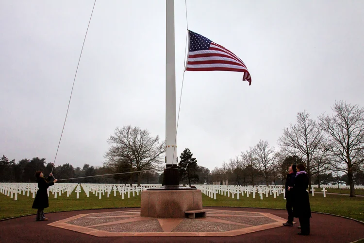 Flag Ceremony at American Cemetery Normandy, France