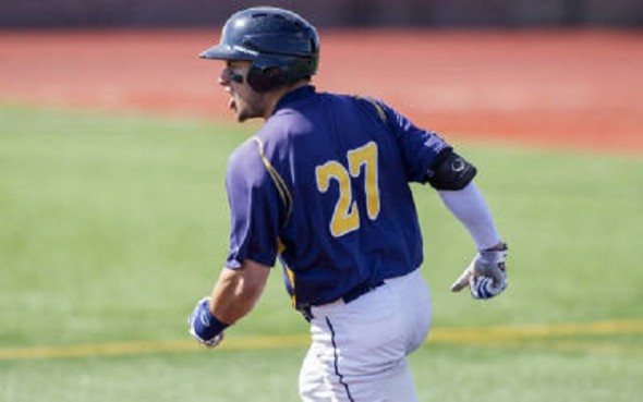 1B Conor Panas hit that magical number (.714) driving in 11 runs with a double and three RBIs as the Canisius Golden Griffs swept the Marist Red Foxes. Photo: Tom Wolf Imaging.