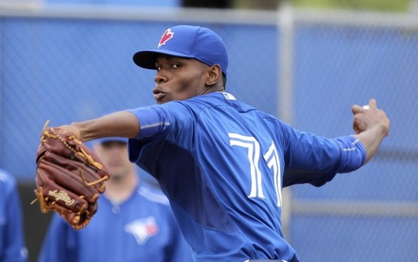  RHP Miguel Castro allowed two runs on five hits and one walk in his debut as a starter with triple-A Buffalo. Photo: Jay Blue.
