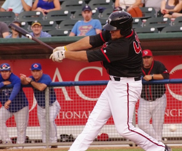 Rockin’ Rowdy Tellez was 4-for-5 with three doubles and a home run, to go with his three RBIs as the class-A Lansing Lugnuts edged the South Bend Cubs 6-4. Photo: Jay Blue. 