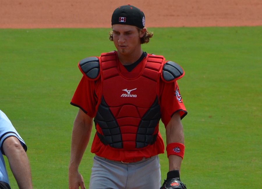 C KELLIN DEGLAN (LANGLEY, BC) HAS DONE AN OUTSTANDING JOB THROUGH THE FIRST FOUR GAMES, WITH A PITCHING STAFF HE HAD SEEN LITTLE OF BEFORE THE PAN AM GAMES. 