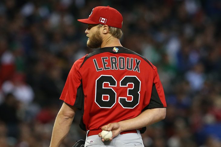 RHP Chris Leroux (Mississauga, Ont.) pitched six innings allowing one run as Canada clinched first place in pool play and will play in the Saturday night semi-final.