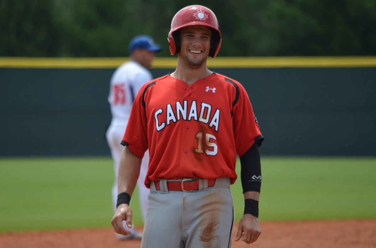 Sean Jamieson who played for the Brantford Braves before he was scouted and signed off the Canisius campus by Oakland A's scout Matt Higginson, is Canada's shortstop. Photo: Alexis Brudnicki. 