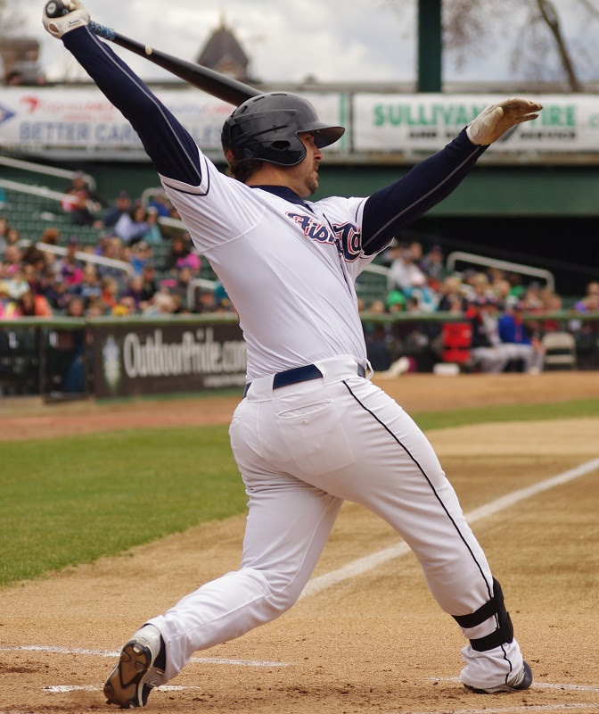 K.C. Hobson hit his 11th home run of the season at double-A New Hampshire. Photo: Jay Blue.