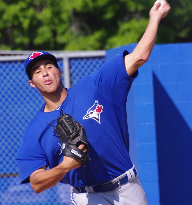 Alonzo Gonzalez went five innings, allowing an unearned run on three hits and three walks for class-A Dunedin. Photo: Jay Blue.
