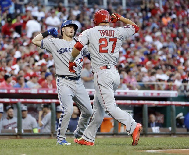 Mike Trout (27) and Josh Donaldson hit back-to-back during the all-star game in Cincinnati and they went face to face this weekend. 