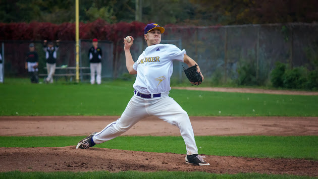 Andrew Ziedins pitched a five-hit shut out for the Laurier Hawks in a 4-0 win over the Laurier Hawks.