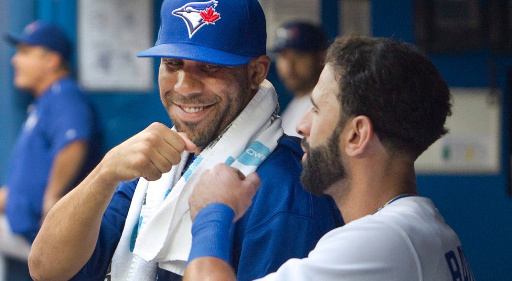 LHP David Price (left) and Jose Bautista ... Price pitched seven scoreless as the Blue Jays opened their series with the New York Yankees with a win. 