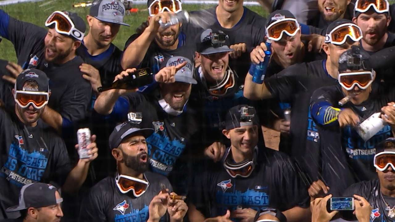 The men in googles are the 2015 American League East champion Toronto Blue Jays.