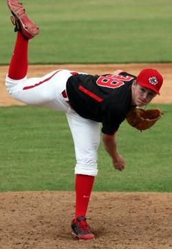 RHP Sam Turcotte (Toronto, Ont.) of the Ontario Terriers pitched seven scoreless for the Body Armour Titans facing Team Evoshield, fanning eight in a 0-0 tie. 