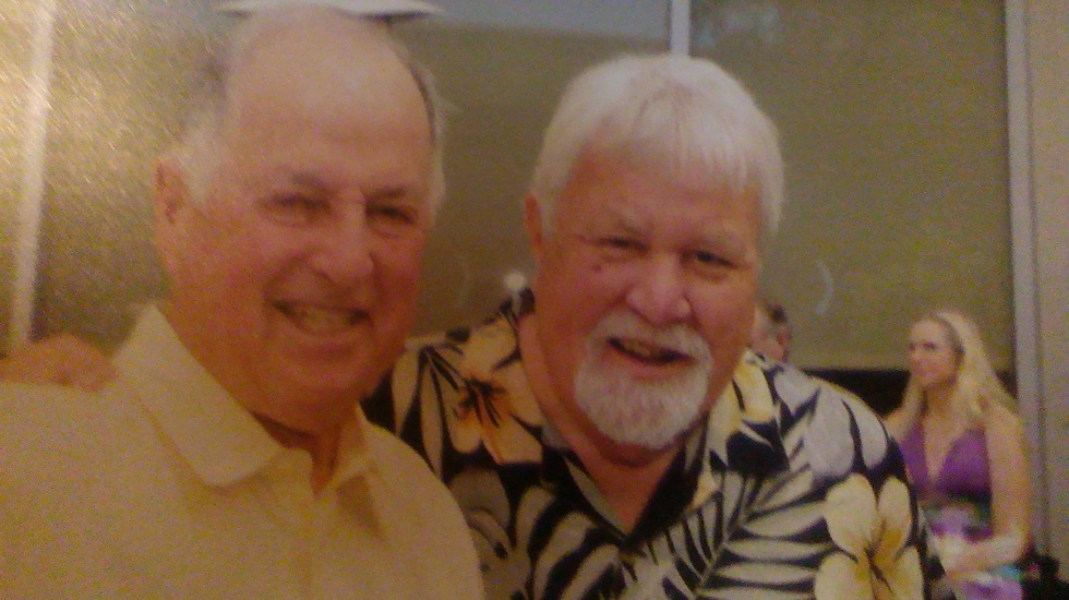 Boston Red Sox super scout Gary Hughes, right, with Hall of Famer Pat Gillick.