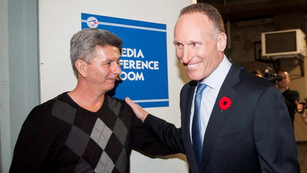 Former Jays interim GM Tony LaCava (left) received praise from new Jays president Mark Shapiro and GM Ross Atkins.