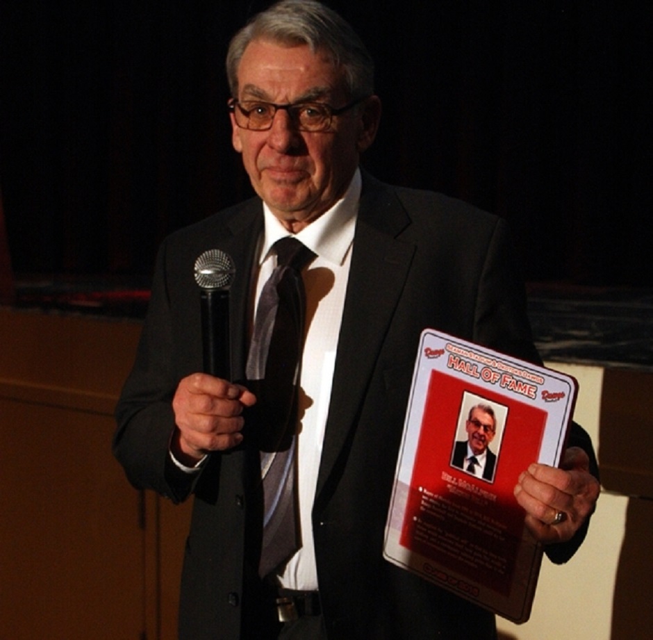 Former Okotoks Mayor Bill McAlpine, who make things happen with founding director John Ircandia was inducted into the Okotoks Hall of Fame along with the late Darryl K. (Doc) Seaman.