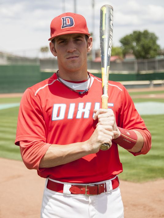 Dixie State SS Tanner Morache broke the single-season hits record earlier this helping the Trailblazers to the most wins in program history. Currently batting .384 with an on-base percentage of .437 over the past two seasons, he also has 156 hits, 76 RBIs and 49 multi-hit games. Photo: Chris Caldwell, The Spectrum & Daily News.