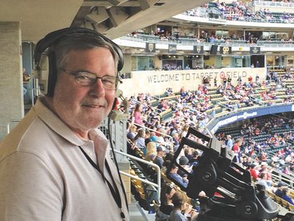 Chris Dahl from high up on his first base perch at Target Field. Photo: Stenhouse and Daughters Studios.