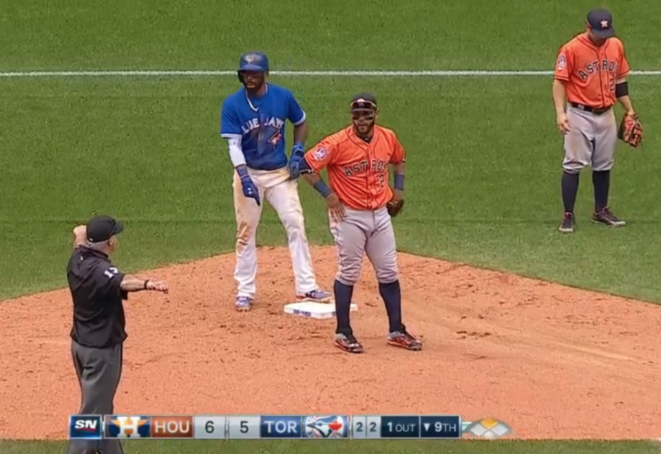 108: Safe or out? Bizarre play leads to Blue Jays win