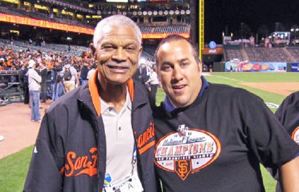Felipe Alou, left and Raimondo Callari ... after another San Francisco Giants win 