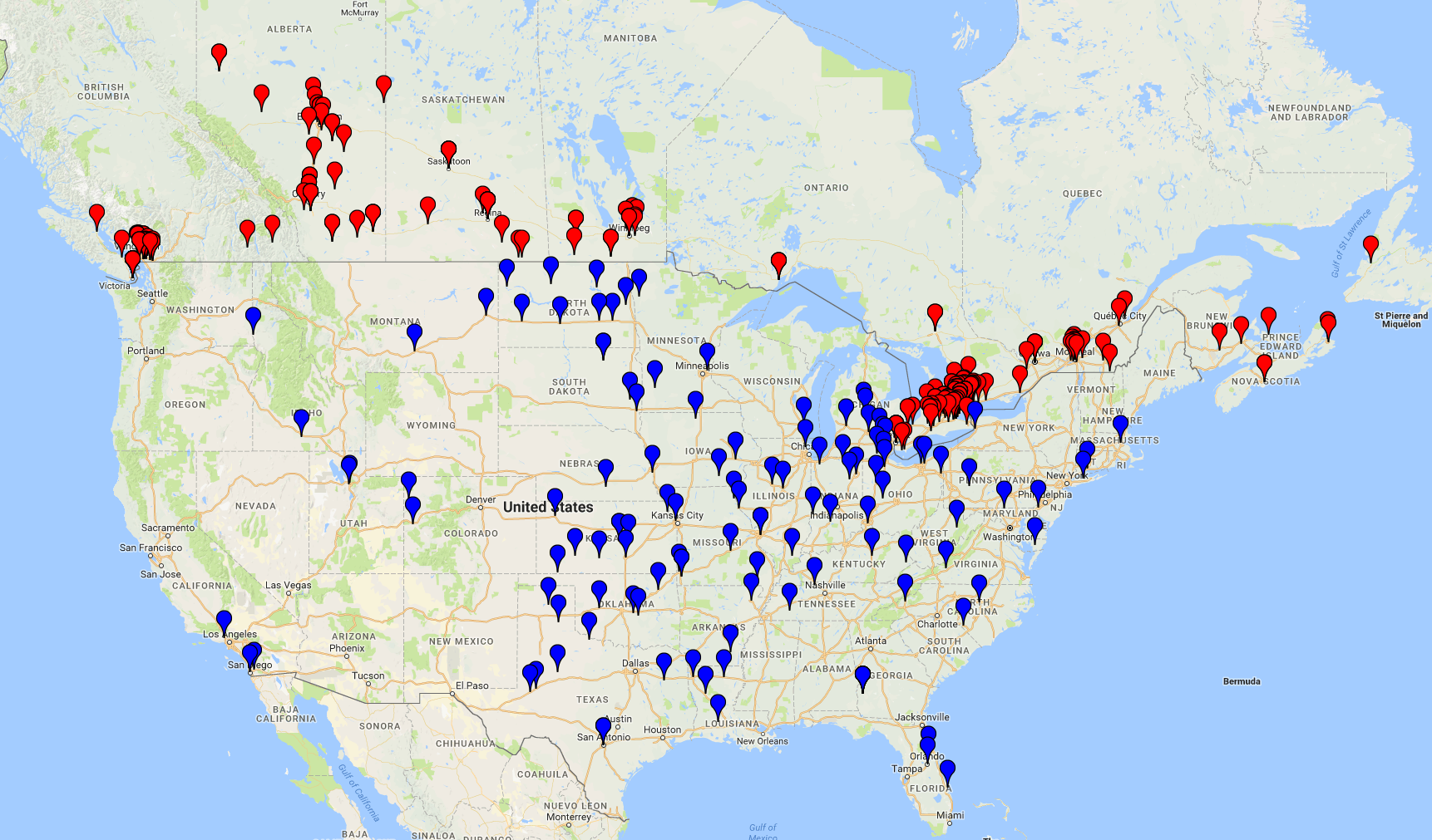 Where are Canadian collegians going to school?