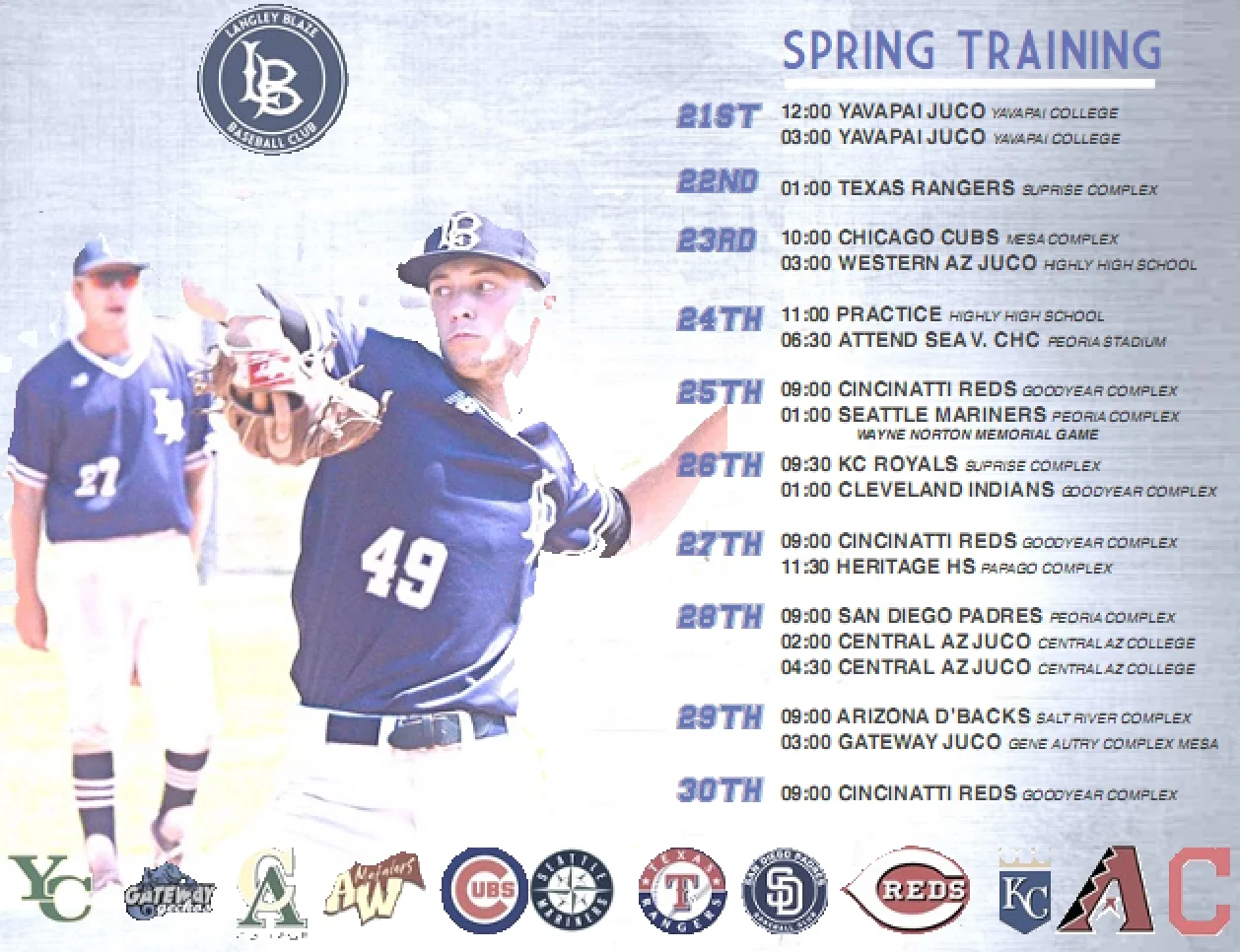 Legionaires, Blue Jays, Blaze, Terriers, Rangers, Royals head south