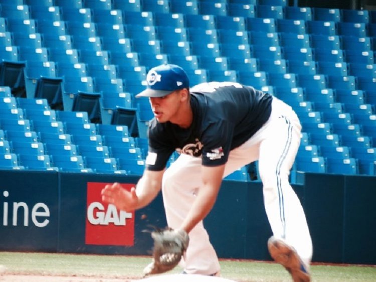 Ontario Blue Jays INF TJ Schofield-Sam is back for another T12. Photo: Tyler King.