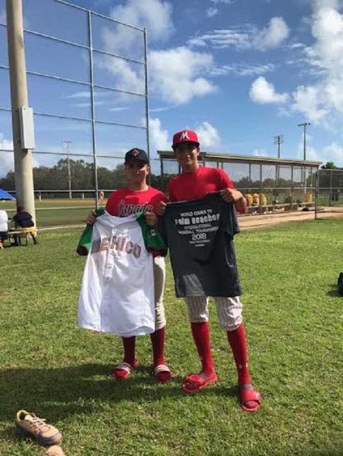 Luke Shalin after the jersey exchange with a player from Mexico. Phhoto: Reyna Stevenson.