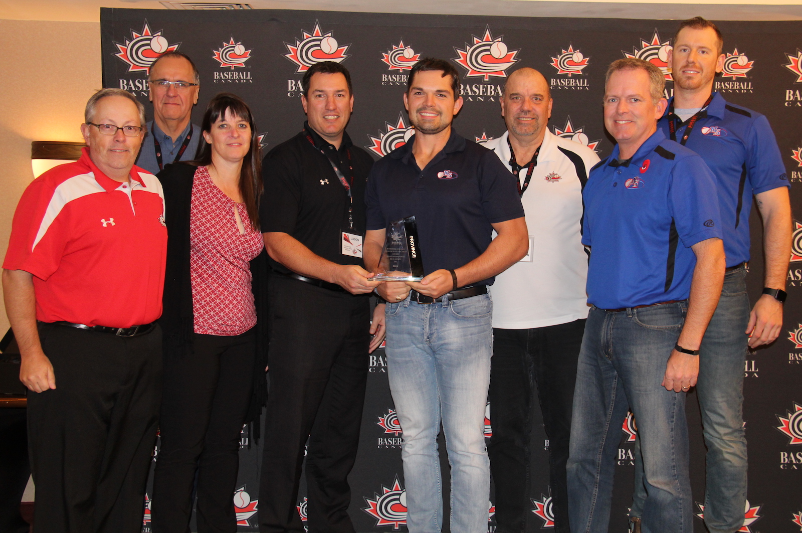 Representatives from Baseball Nova Scotia accept Baseball Canada’s Province of the Year award. Photo Credit: Baseball Canada