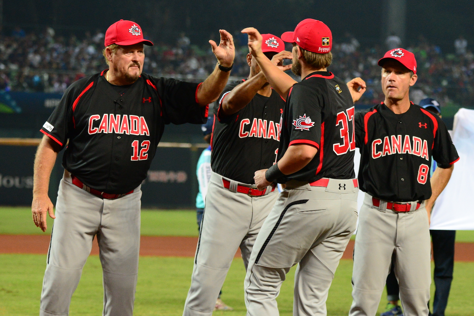 On Wednesday, Baseball Canada unveiled its roster for the Pan Am Qualifier that will take place in Sao Paulo, Brazil starting on January 29. Ernie Whitt (far left) will again manage the team. Photo Credit: Baseball Canada